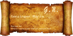 Genzinger Mária névjegykártya